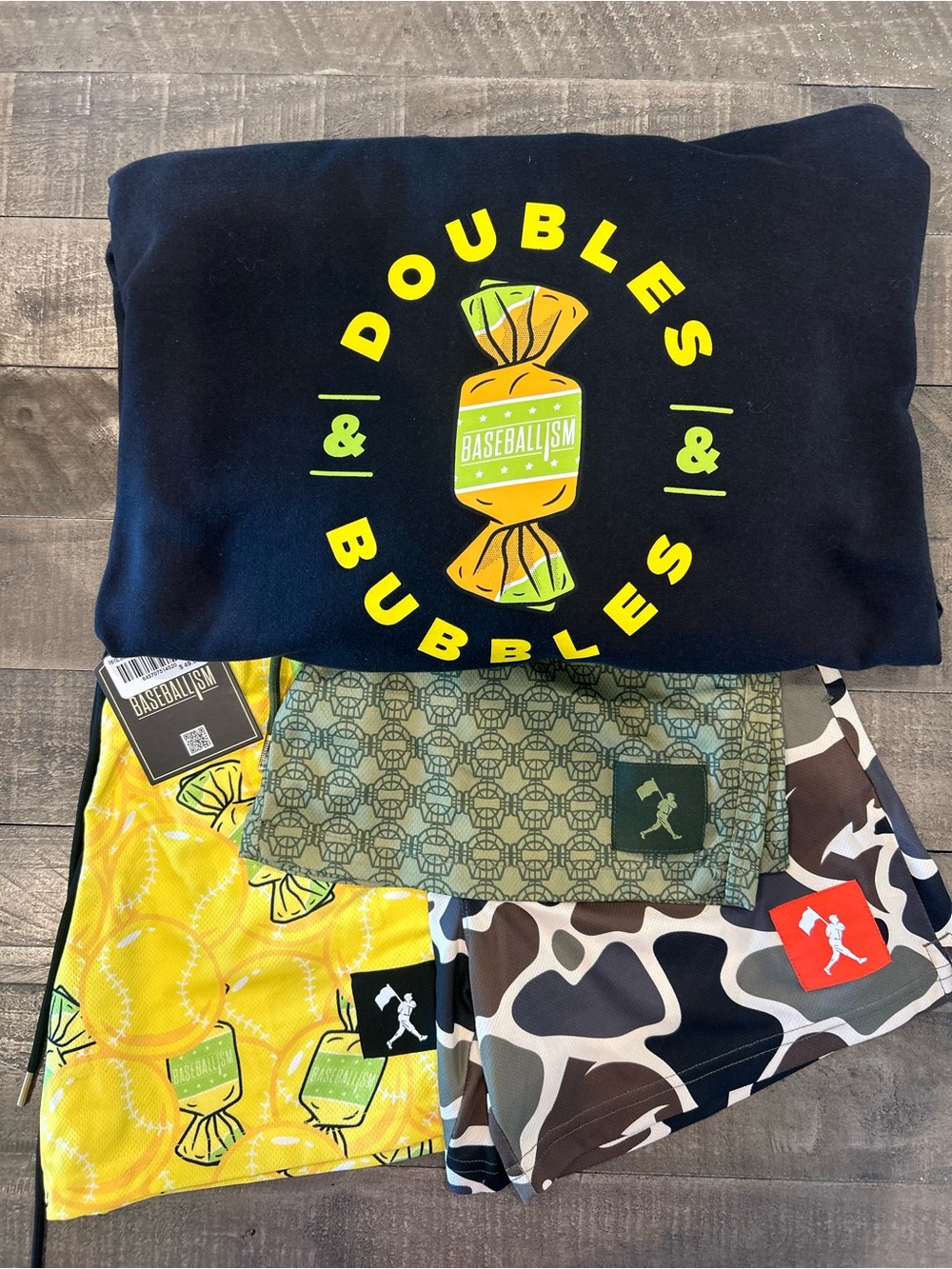 Kids 'Doubles & Bubbles' Graphic Shorts - Black & Yellow
